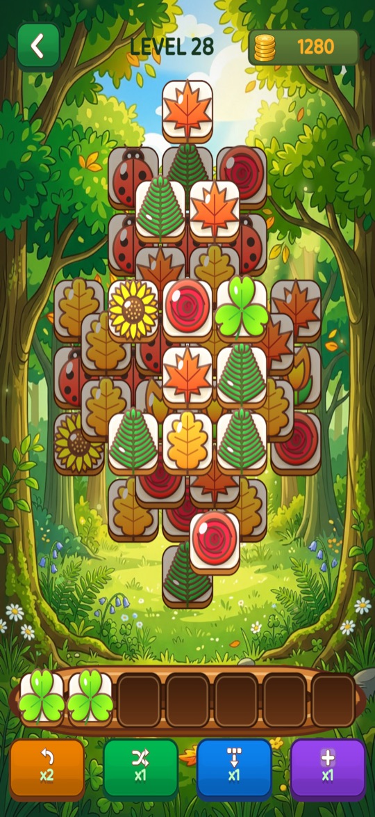 A pile of leaf and flower tiles in a forest